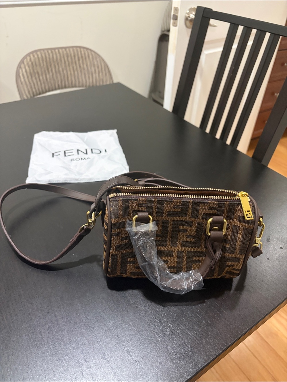 FF Brown Monogram crossbody/ shoulder bag with adjustable Gold-Tone Hardware BN!